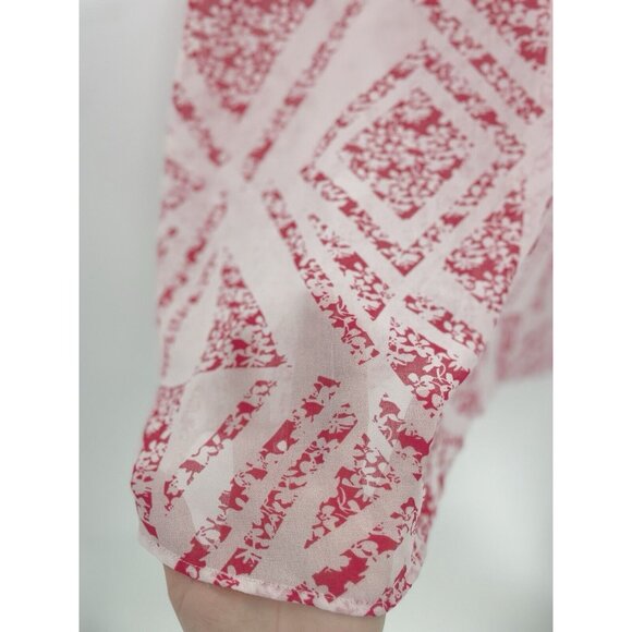 CAbi Women's Coquette Geometric Floral Sheer Top Blouse Size XL‎ Preppy Career - Picture 5 of 11